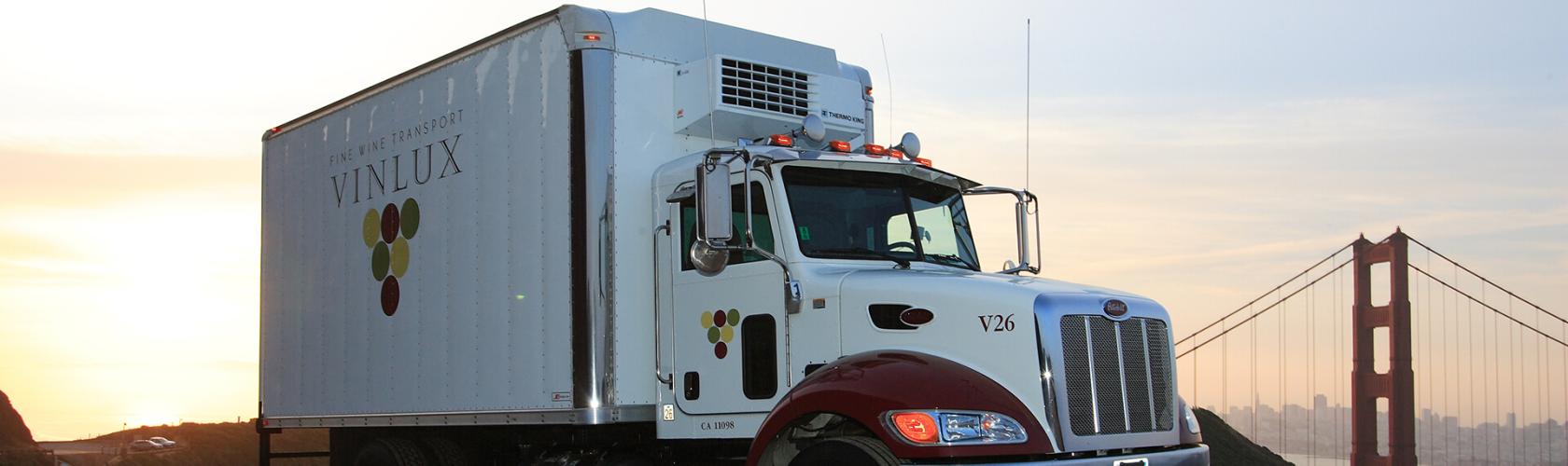 VinLux truck near Golden Gate Bridge